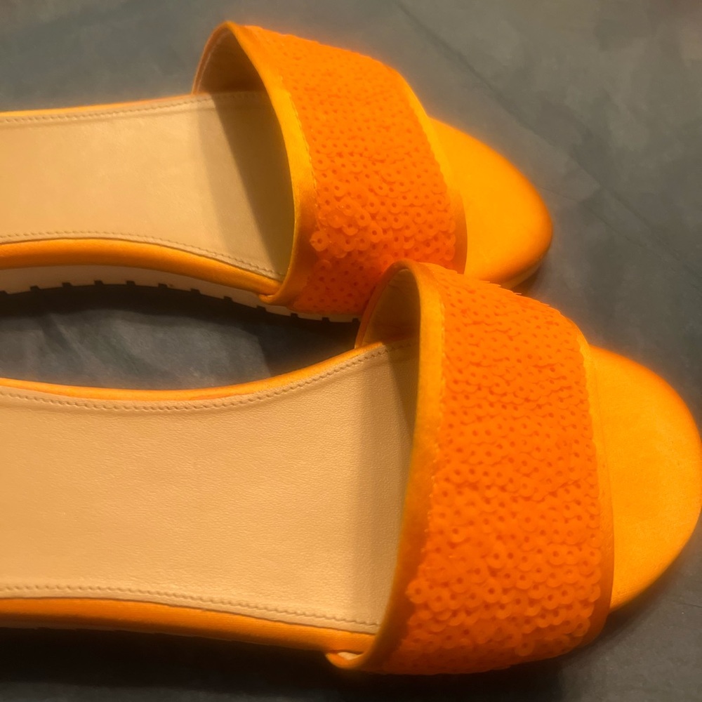 J. Crew Sequin Abbott Slide Vivid Orange Size 9 - Picture 2 of 5
